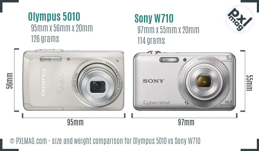 Olympus 5010 vs Sony W710 size comparison