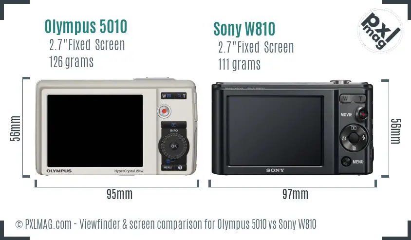 Olympus 5010 vs Sony W810 Screen and Viewfinder comparison