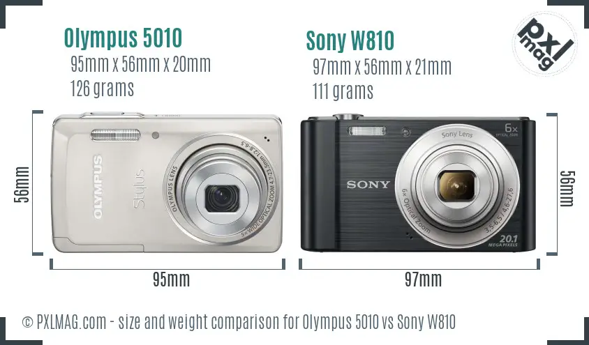 Olympus 5010 vs Sony W810 size comparison