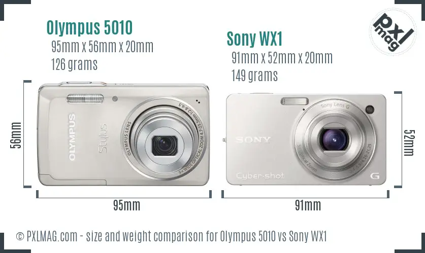 Olympus 5010 vs Sony WX1 size comparison