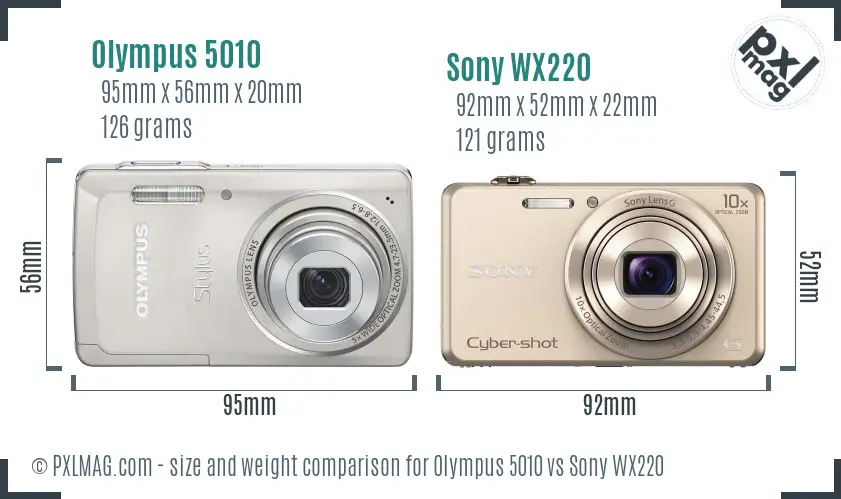 Olympus 5010 vs Sony WX220 size comparison