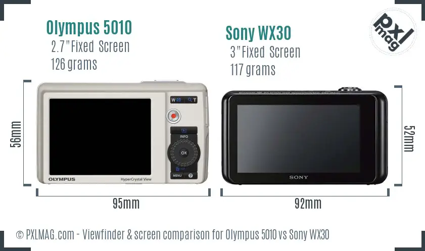 Olympus 5010 vs Sony WX30 Screen and Viewfinder comparison Olympus 5010 vs Sony WX30 Screen and Viewfinder comparison