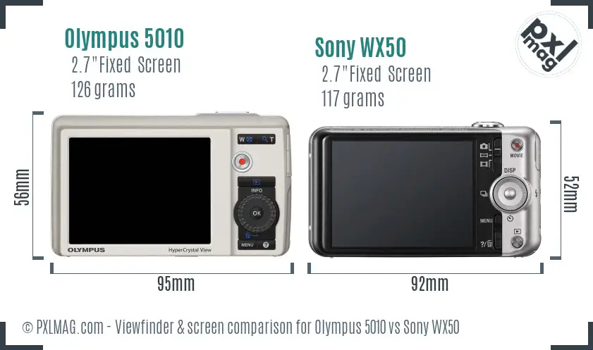 Olympus 5010 vs Sony WX50 Screen and Viewfinder comparison Olympus 5010 vs Sony WX50 Screen and Viewfinder comparison