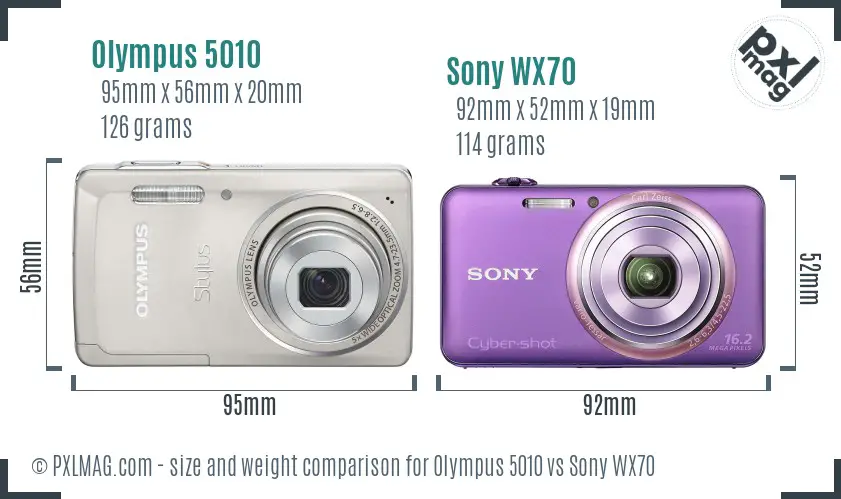 Olympus 5010 vs Sony WX70 size comparison