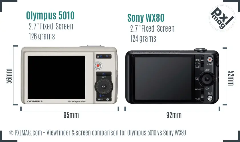 Olympus 5010 vs Sony WX80 Screen and Viewfinder comparison