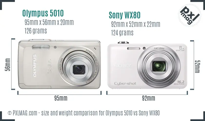 Olympus 5010 vs Sony WX80 size comparison
