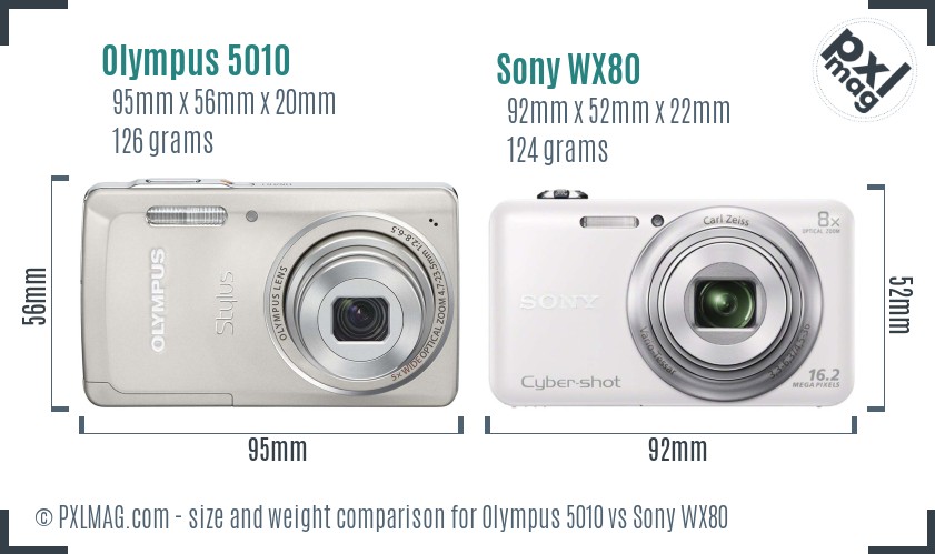 Olympus 5010 vs Sony WX80 size comparison Olympus 5010 vs Sony WX80 size comparison