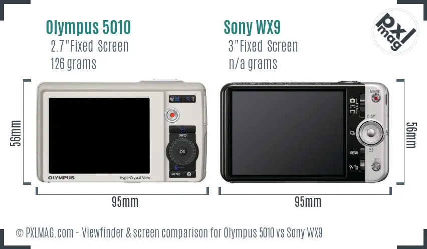 Olympus 5010 vs Sony WX9 Screen and Viewfinder comparison