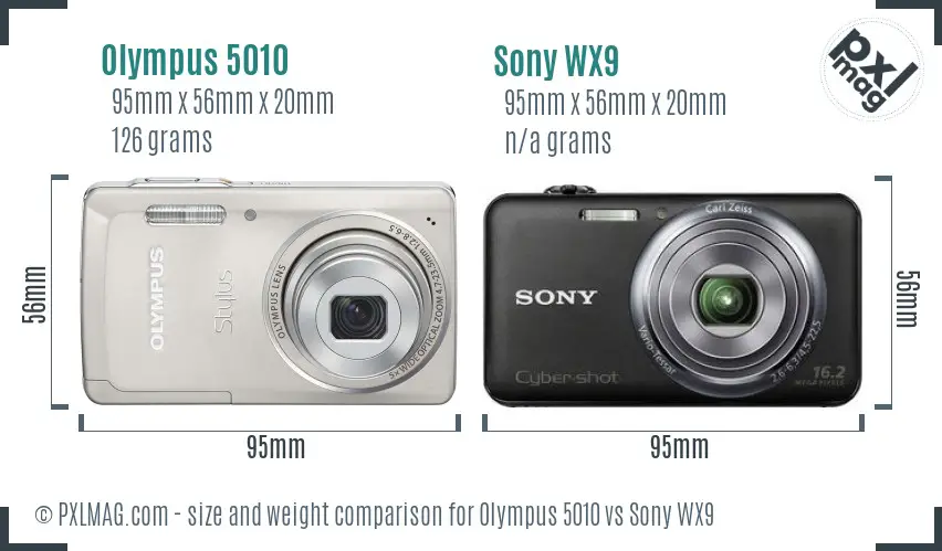 Olympus 5010 vs Sony WX9 size comparison