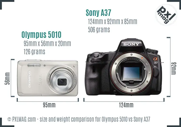 Olympus 5010 vs Sony A37 size comparison