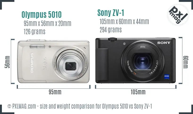 Olympus 5010 vs Sony ZV-1 size comparison Olympus 5010 vs Sony ZV-1 size comparison