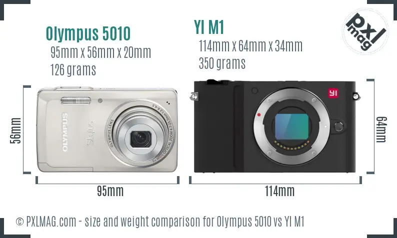 Olympus 5010 vs YI M1 size comparison