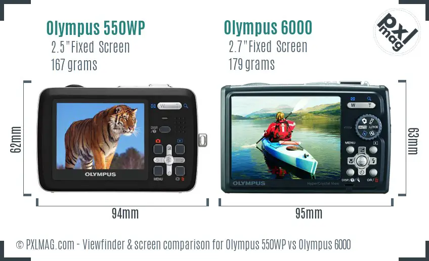 Olympus 550WP vs Olympus 6000 Screen and Viewfinder comparison