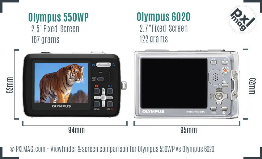Olympus 550WP vs Olympus 6020 Screen and Viewfinder comparison