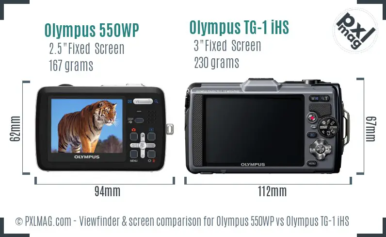 Olympus 550WP vs Olympus TG-1 iHS Screen and Viewfinder comparison