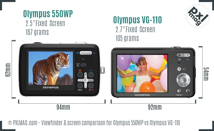 Olympus 550WP vs Olympus VG-110 Screen and Viewfinder comparison