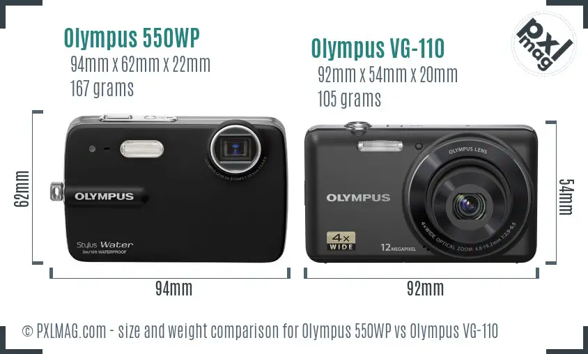 Olympus 550WP vs Olympus VG-110 size comparison