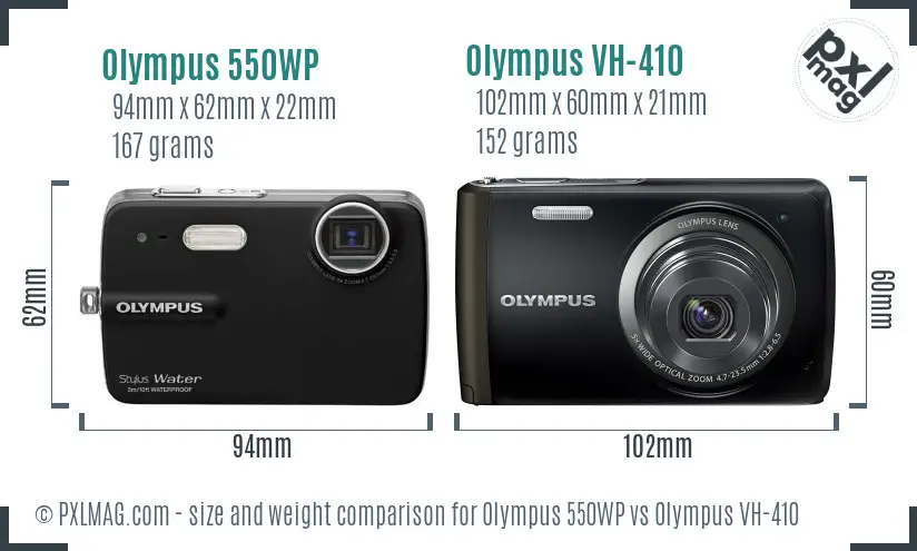 Olympus 550WP vs Olympus VH-410 size comparison