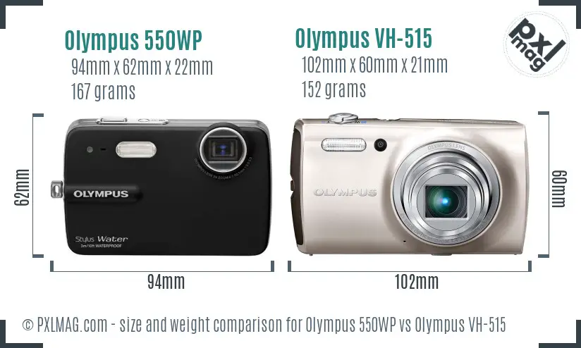 Olympus 550WP vs Olympus VH-515 size comparison