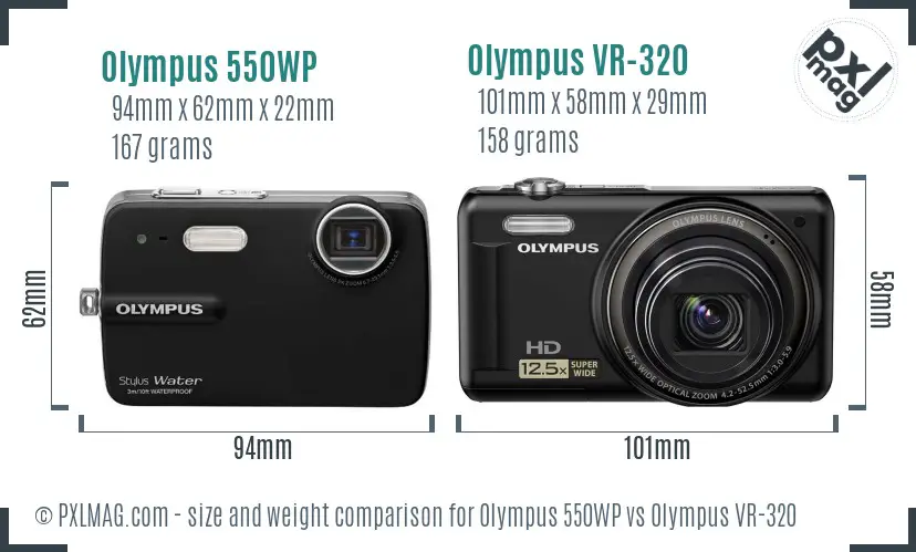 Olympus 550WP vs Olympus VR-320 size comparison