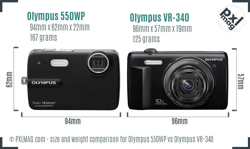 Olympus 550WP vs Olympus VR-340 size comparison