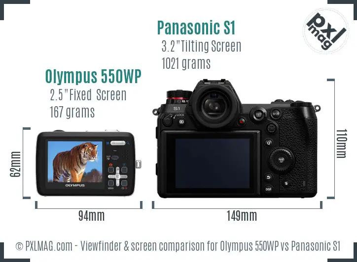 Olympus 550WP vs Panasonic S1 Screen and Viewfinder comparison