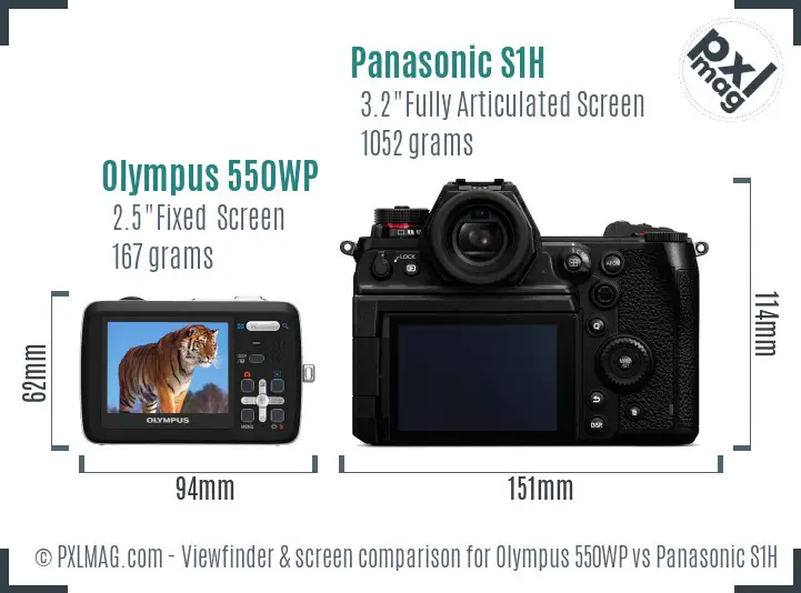 Olympus 550WP vs Panasonic S1H Screen and Viewfinder comparison