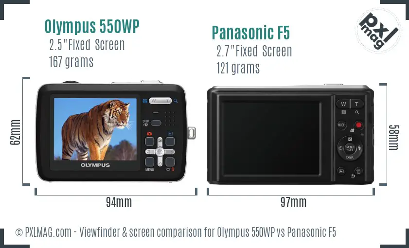 Olympus 550WP vs Panasonic F5 Screen and Viewfinder comparison