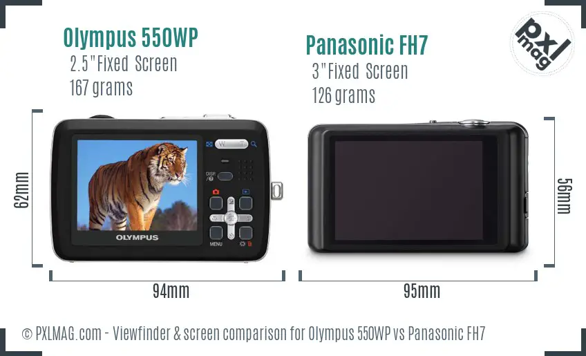 Olympus 550WP vs Panasonic FH7 Screen and Viewfinder comparison
