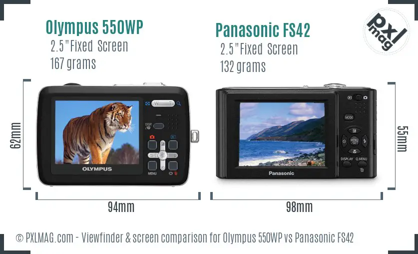 Olympus 550WP vs Panasonic FS42 Screen and Viewfinder comparison