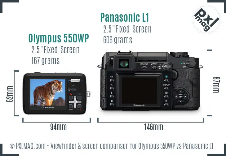 Olympus 550WP vs Panasonic L1 Screen and Viewfinder comparison