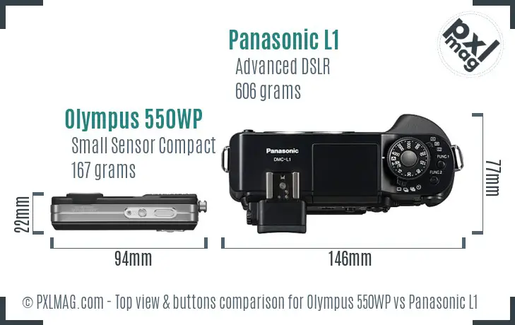 Olympus 550WP vs Panasonic L1 top view buttons comparison