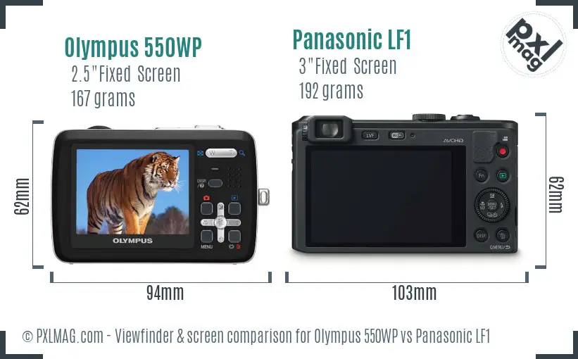 Olympus 550WP vs Panasonic LF1 Screen and Viewfinder comparison