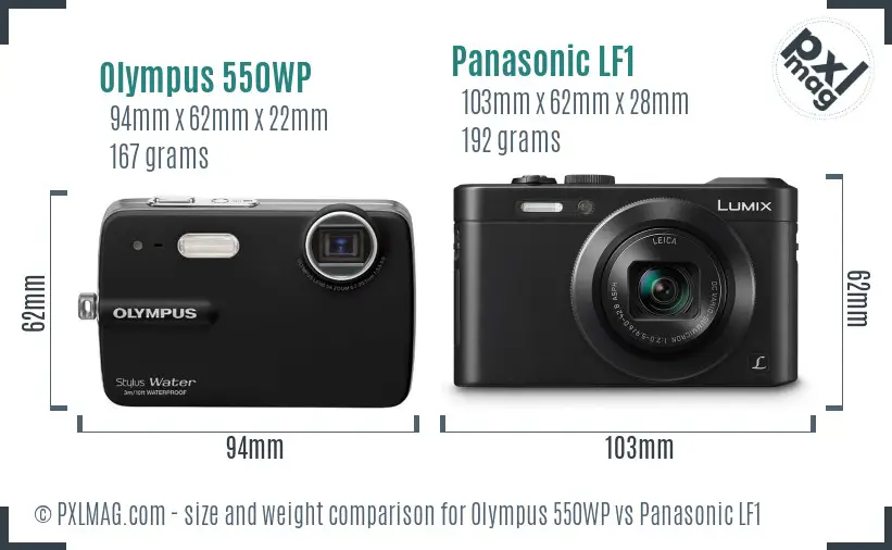 Olympus 550WP vs Panasonic LF1 size comparison