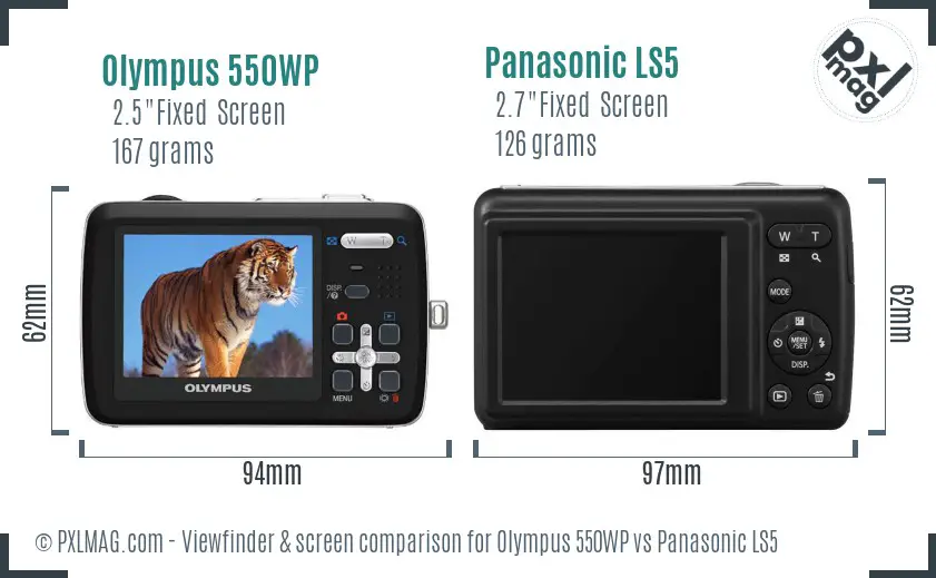 Olympus 550WP vs Panasonic LS5 Screen and Viewfinder comparison