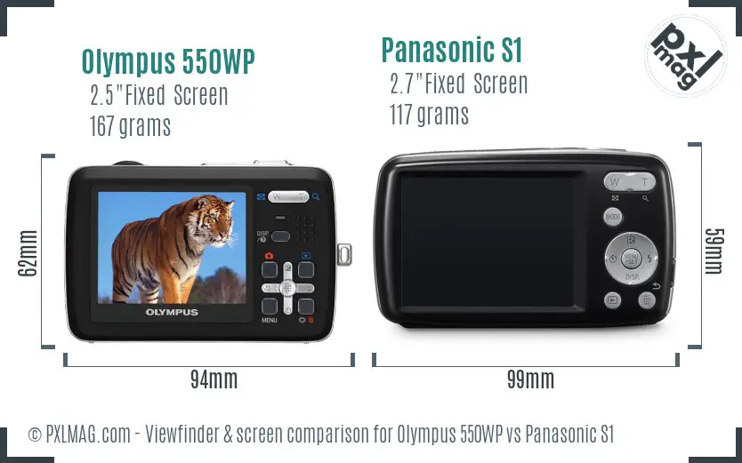 Olympus 550WP vs Panasonic S1 Screen and Viewfinder comparison