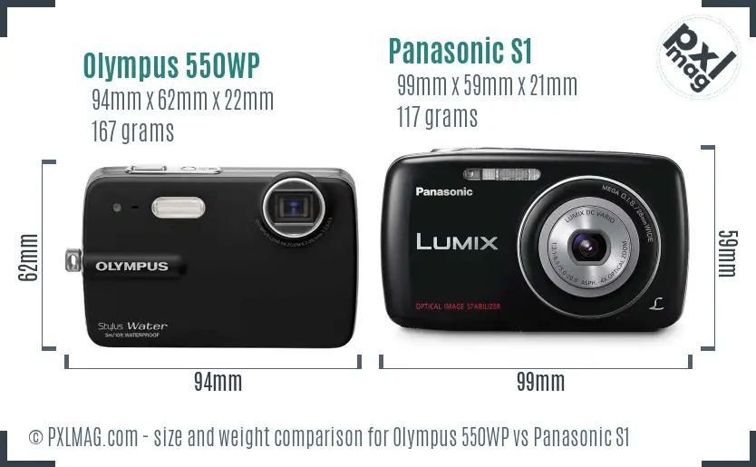 Olympus 550WP vs Panasonic S1 size comparison