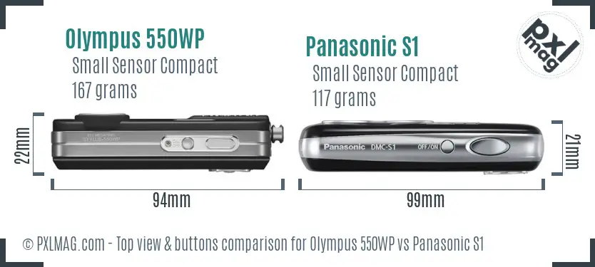 Olympus 550WP vs Panasonic S1 top view buttons comparison