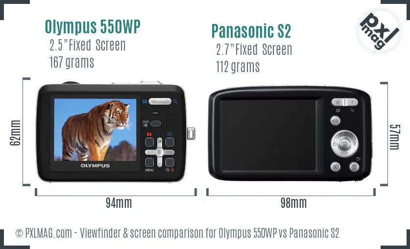 Olympus 550WP vs Panasonic S2 Screen and Viewfinder comparison