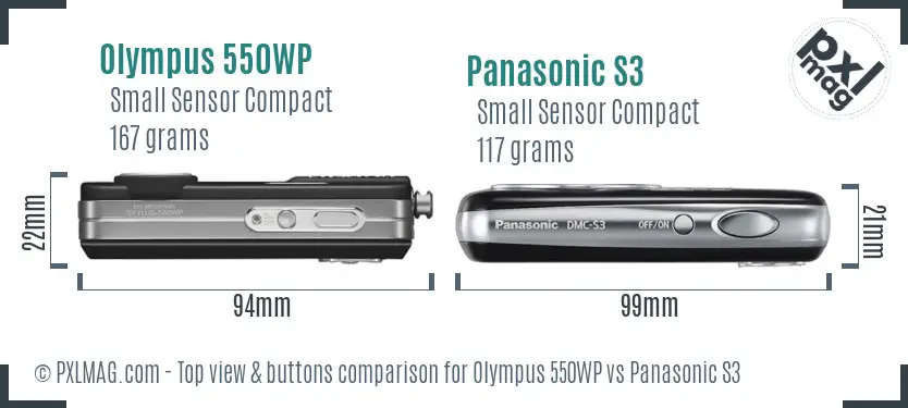 Olympus 550WP vs Panasonic S3 top view buttons comparison
