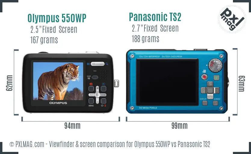 Olympus 550WP vs Panasonic TS2 Screen and Viewfinder comparison