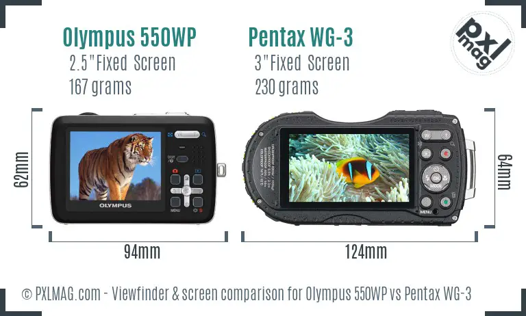 Olympus 550WP vs Pentax WG-3 Screen and Viewfinder comparison Olympus 550WP vs Pentax WG-3 Screen and Viewfinder comparison
