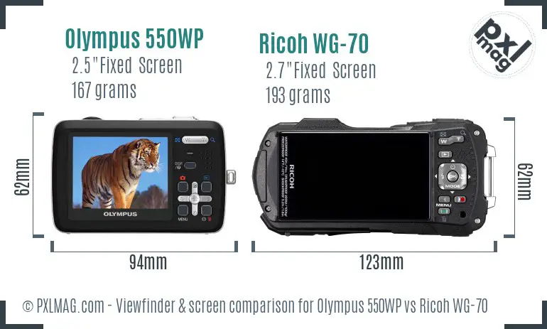 Olympus 550WP vs Ricoh WG-70 Screen and Viewfinder comparison Olympus 550WP vs Ricoh WG-70 Screen and Viewfinder comparison