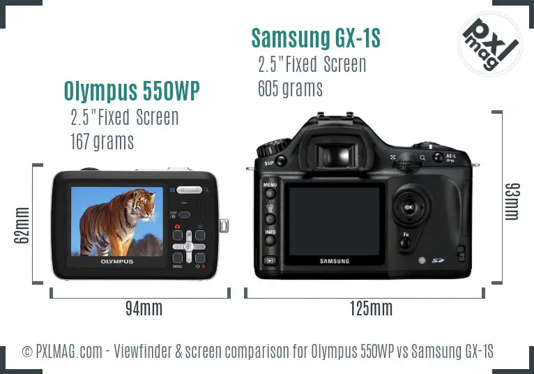 Olympus 550WP vs Samsung GX-1S Screen and Viewfinder comparison