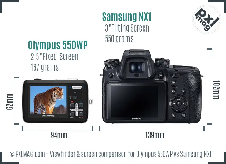 Olympus 550WP vs Samsung NX1 Screen and Viewfinder comparison Olympus 550WP vs Samsung NX1 Screen and Viewfinder comparison