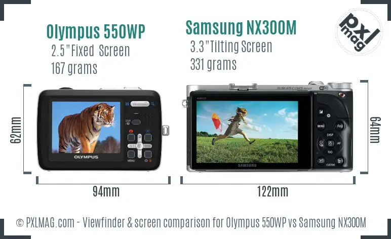 Olympus 550WP vs Samsung NX300M Screen and Viewfinder comparison