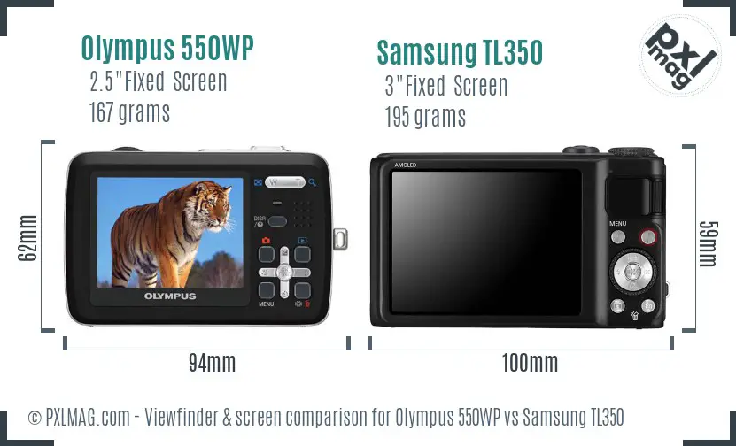 Olympus 550WP vs Samsung TL350 Screen and Viewfinder comparison Olympus 550WP vs Samsung TL350 Screen and Viewfinder comparison