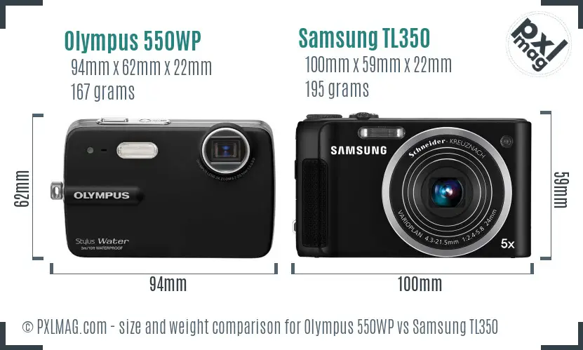 Olympus 550WP vs Samsung TL350 size comparison Olympus 550WP vs Samsung TL350 size comparison