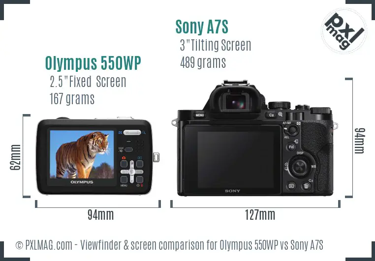 Olympus 550WP vs Sony A7S Screen and Viewfinder comparison