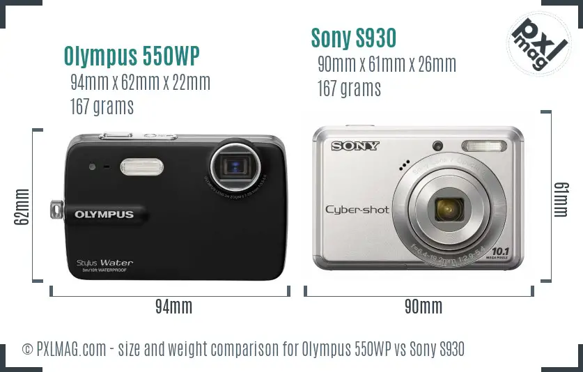 Olympus 550WP vs Sony S930 size comparison Olympus 550WP vs Sony S930 size comparison